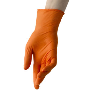 Перчатки нитриловые BENOVY текстурированные оранжевые 50 пар 1